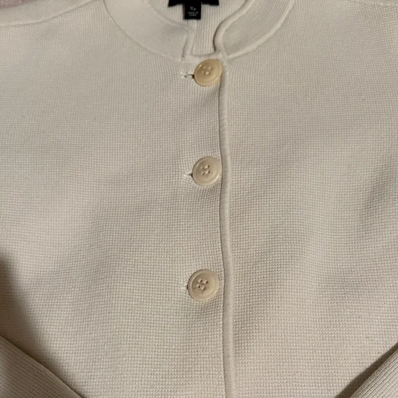 Talbots Woman Petites Cream Button-Up Sweater Cardigan - Picture 3 of 11
